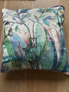 40cm Voyage Velvet Cushion With Feather Pad, Purple Piping, Grey Velvet Backing - Picture 1 of 3