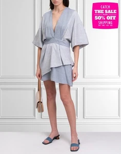 PVP €455 IRO Meral Chambrey Mini Vestido FR40 US8 UK12 L Mezcla de Lino En Capas - Imagen 1 de 9