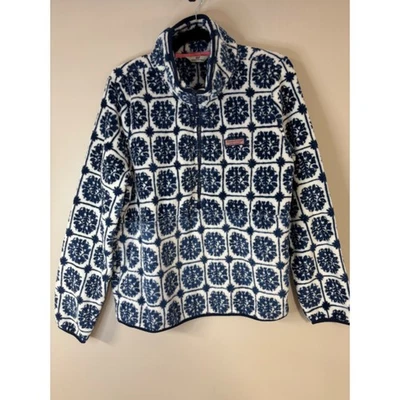 Pullover polar Vineyard Vines cuarto cremallera azul marino blanco floral para mujer XL Foto 1 de 4