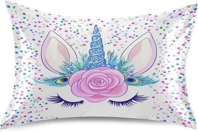 AUUXVA Linda Funda de Almohada de Satén Estampado Niña para Cabello y Estándar, Multicolor  Foto 1 de 4