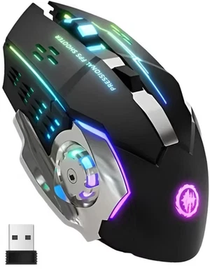 Gaming Maus Kabellos Wireless Leise Schwarz USB Gaming-Maus Gaming-Maus RGB - Bild 1 von 2