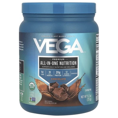 Proteína orgánica de origen vegetal, nutrición todo en uno premium, chocolate, 13,2 oz Foto 1 de 2