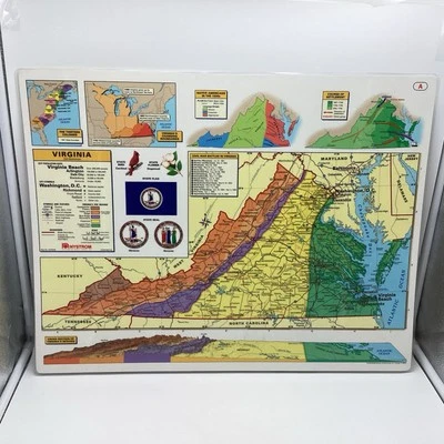 Nystrom Virginia Laminated Map 22" by 17" Double Sided Herff Jones No. 2HGSS45 - Image 1 of 4