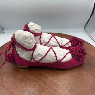 Aquazzura Sunshine Paradise Pink Suede Lace Up Ballet Flat Women EU35.5/US 5.5 - Image 1 of 4