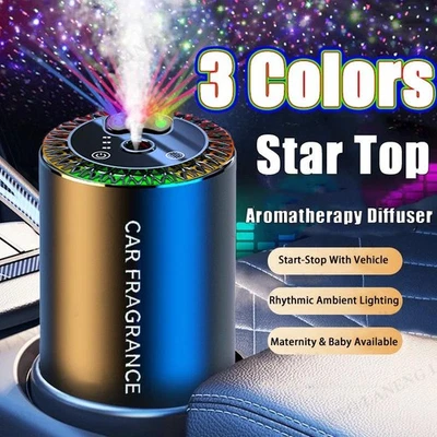 Smart Car Air Freshener Diffuser Car Fragrance Aroma with Star Projector Lights