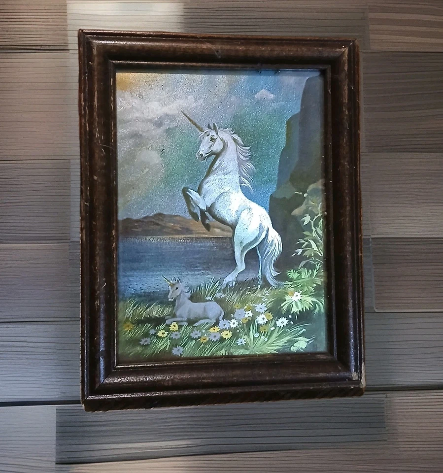 Unicorn Rearing Colt de Hyatt - Marco de madera de 9" The Silvery Fantasy Foto 1 de 2