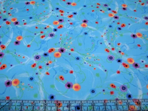 3 Yards Quilt Cotton Fabric - Timeless Treasures Whirl Wind Rainbow Floral Aqua - Picture 1 of 1