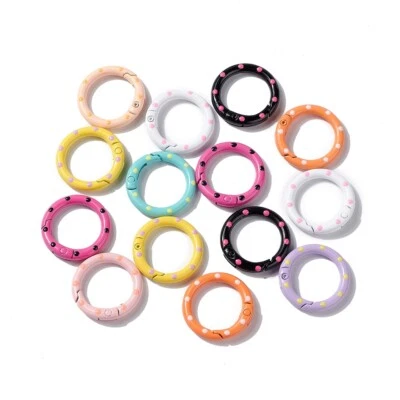 30x Spray Painted Lanyard Spring Clips Round Rings for Necklace Jewelry Making - Image 1 of 3