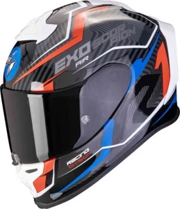 CASCO FIBRA MOTO ECE-2206 SCORPION EXO R1 EVO AIR COUP NERO ROSSO BLU TG L - Picture 1 of 1