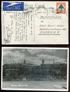 SOUTH AFRICA Airmail Rate 1937 Pretoria Real Photo Postcard to Swirtzerland - Picture 1 of 3