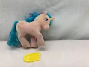 Vintage My Little Pony G1 BUTTONS Flocked So Soft Unicorn Blue/Pink Hair - Picture 1 of 3