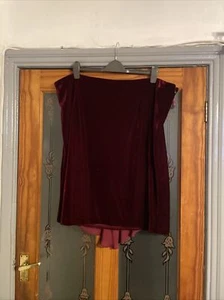 B/NEW TOGETHER SIZE 22 SKIRT IN CLARET VELVET WITH FLOATY PANEL ON BACK NEAR HEM - Picture 1 of 4
