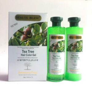 BeauteBlanc Tea Tree Hair Dye Color Gel for Men & Women Ammonia Free Black 500ml