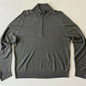 BANANA REPUBLIC Mens Large Grey 1/4 Zip Pullover Sweater Cashmere Blend 0020 - Picture 1 of 12