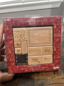 Anna Griffin Christmas Rubber Stamp Set with Ink Pad UNUSED Collectible - Picture 1 of 9