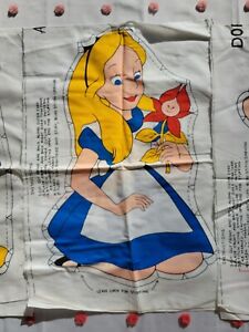 Walt Disney Alice in Wonderland Vtg Fabric Craft Panel Pillow Craft 20" uncut