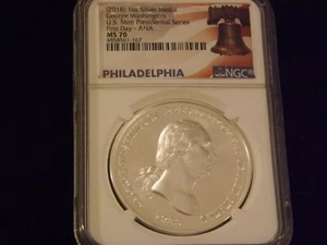 2018        GEORGE WASHINGTON     First Day   Flag Label      NGC  MS 70 - Picture 1 of 2