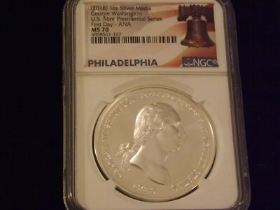 2018        GEORGE WASHINGTON     First Day   Flag Label      NGC  MS 70 - Image 1 of 2