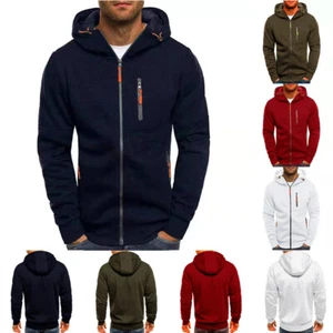 Men Winter Thick Fleece Cardigan Hoodie Zip Up Hooded Jumper Coat Jacket Sweate☌ - Picture 1 of 18