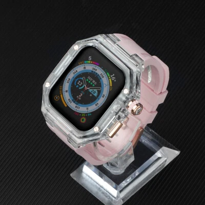 44/45mm Estuche Transparente Correa de Goma Banda Mod Kit Para Apple Watch Bandas 987654 Foto 1 de 4