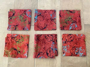 Napkins Set Of 6 Rust Orange Black Blue Green - Picture 1 of 6