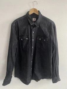 Levis Denim Shirt Mens Large Black Jean Pearl Snap Popper Cowboy USA - Picture 1 of 15