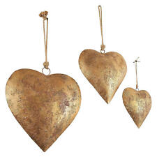 Metal Heart Wall Decor Heart-Shaped Iron Ornament with Golden Antique Heart Bell