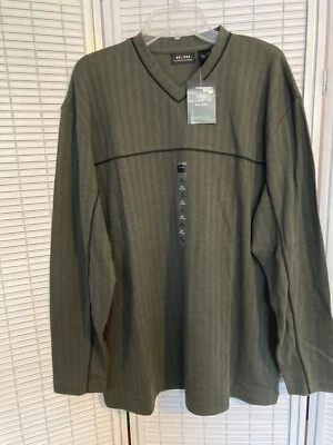 NWT axcess mens XXL dark green long sleeve V neck pullover shirt - Image 1 of 4