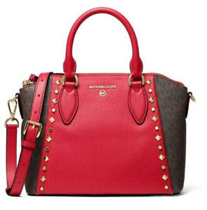Michael Kors Sienna Medium Leather Studded Satchel Handbag