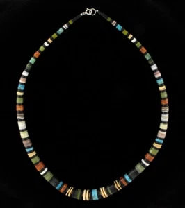 22" Graduated Multi-Color Heishi Necklace By Gerard & Mary L. Calabaza - Picture 1 of 2