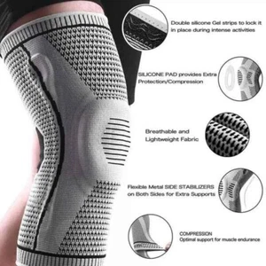 Knee Compression Sleeve Brace Support for Arthritis Pain Relief Sports Running L - Picture 1 of 4