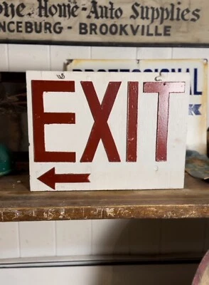 Letrero de salida de la década de 1940 casa de campo arte popular comercio publicidad bar café flecha  Foto 1 de 4