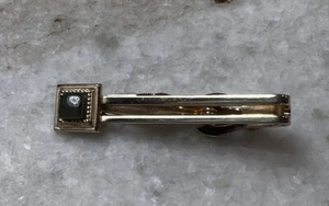 Vintage Swanke Tie Bar With Jade - Picture 1 of 7