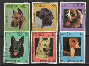 Laos 1987 têtes de chiens de race 6 timbres oblitérés /TR9897 - Imagen 1 de 1