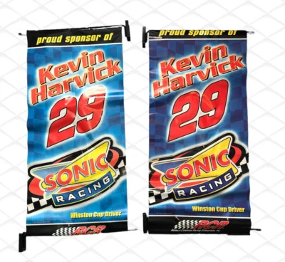 2 banner promocional NASCAR Kevin Harvick SONIC DRIVE IN menú doble cara 2001 Foto 1 de 4