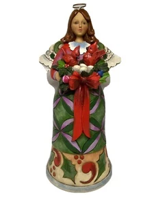 Jim Shore NESTLED IN HOLIDAY WARMTH 10" Angel Figurine 4035386 Cardinal Nest - Picture 1 of 6