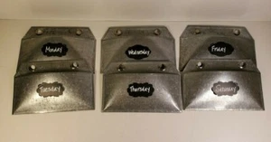 Galvanized Steel Wall Pockets/Holders Days Of The Week Mon-Sat Weekly Planner - Picture 1 of 5
