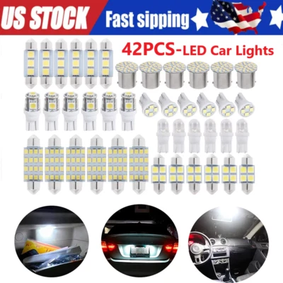 42 шт светодиодных лампочек для подсветки салона автомобиля купола двери багажника номерного знака белые - Изображение 1 из 4
