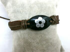 Bracelet Artesanal " Flower " IN Leather Colour Brown Bright