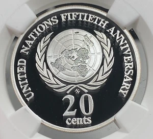 1998 AUSTRALIA SILVER 20 CENT 1995 UNITED NATIONS 50TH ANNIVERSARY NGC PF 70 UC - Picture 1 of 7
