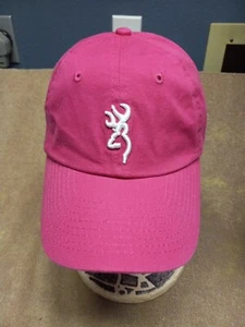 Womens Browning Baseball Cap Hat Hot Pink Embroidered White Logo Strap Back - Picture 1 of 7
