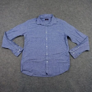 Untuckit Shirt Mens Large Blue Linen Long Sleeve Button Up Casual Lightweight - Picture 1 of 10