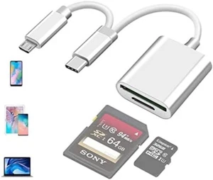 USB C to SD/MicroSD Card Reader Type C/Micro USB OTG Adapter Aluminum TF Card Me - Picture 1 of 6
