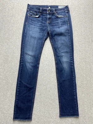 Rag And Bone Womens Jeans 30x28 Size 26 Blue Dark Wash Jean Mid Rise  Row Hem - Image 1 of 4