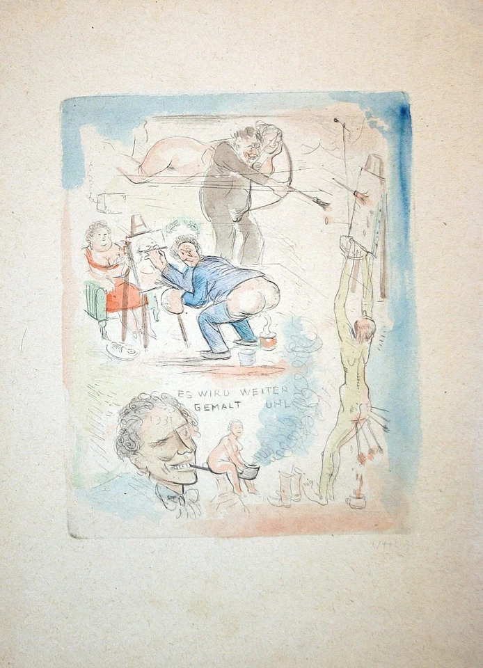 Hans Uhl Caricature Gravure Érotique Skatologie Signée Francfort - Photo 1/1