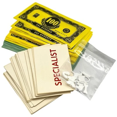 Vintage MB Operation Board Game Replacement Pieces 24 Cards 50 Money 8 Ailments - Image 1 of 4