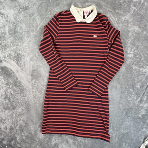 Lacoste Live Dress Womens Large Striped Long Sleeve Peter Pan Collar France - Picture 1 of 10