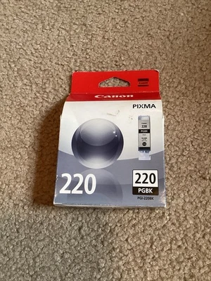 Tinta negra genuina Canon Pixma PGBK 220 OEM PGI-220BK tinta sellada Foto 1 de 4