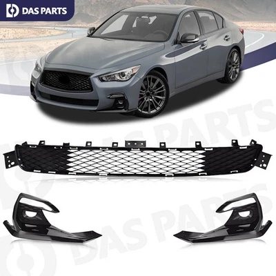 3PCS For 2018-2022 Infiniti Q50 Sport Front Bumper Lower Grille Fog Light Covers Foto 1 de 4