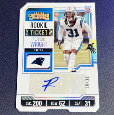 2023 Contenders Rejzohn Wright Jersey Number Rookie Ticket Auto #30/31 Panthers - Image 1 of 2